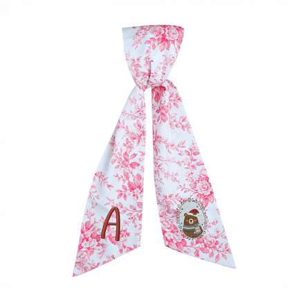 Personalized Monogram Christmas Bear Embroidered Linen Door Wreath Sash, Custom Initial Holiday Wreath Bow Sash Decor, Festive Front Door Home Accessories