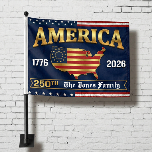 America 250th Anniversary Car Flag – Personalized Patriotic USA Flag 1776–2026