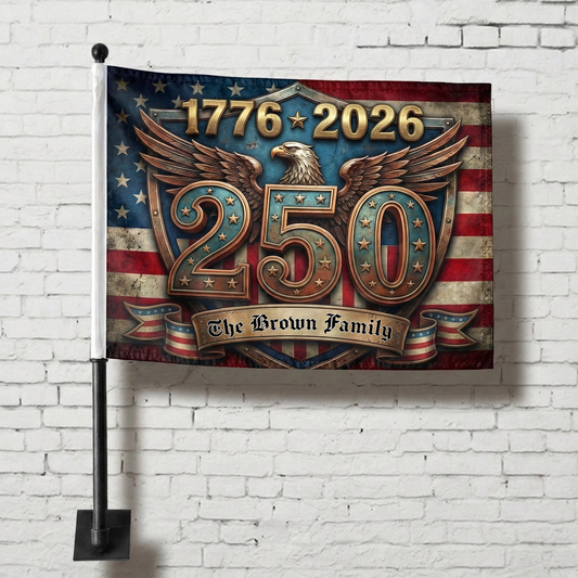 America 250 Semiquincentennial Car Flag – Personalized USA Patriotic Flag 1776–2026