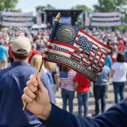 America 250 Semiquincentennial Handheld Flag – Personalized USA Patriotic Flag 1776–2026