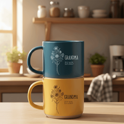 Bloom with Love – Meaningful Mother’s Day Gift for Mom – Personalized Engraved Flower Coffee Mug