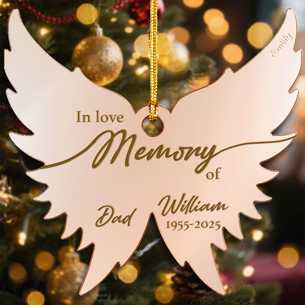 Memorial Mirrored Acrylic Christmas Ornament - Angel's Wings