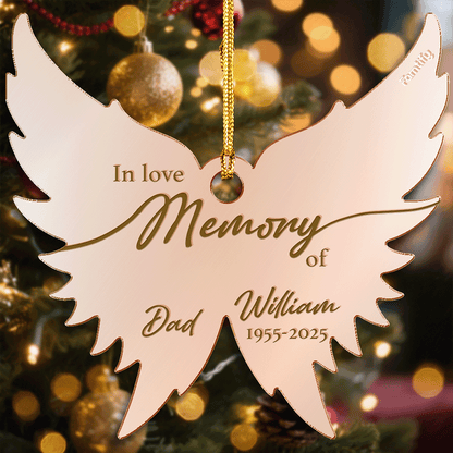 Memorial Mirrored Acrylic Christmas Ornament - Angel's Wings