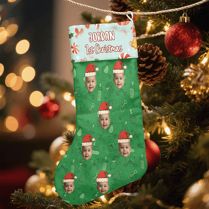 Personalized Baby Face First Christmas Stocking