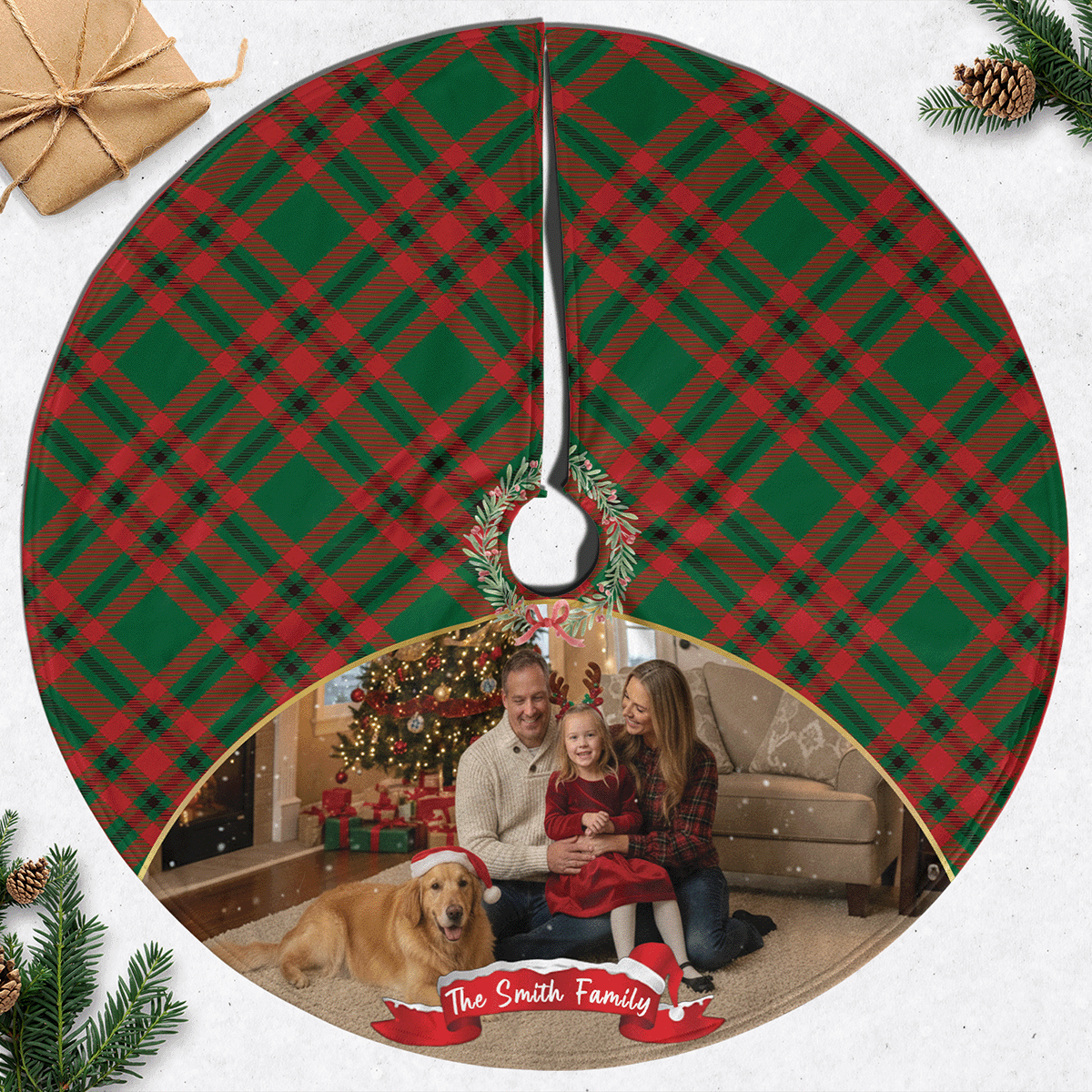 Personalized Family Photo Christmas Tree Skirt