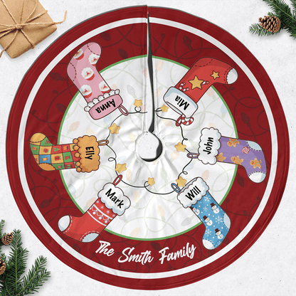 Personalized Family's Stockings Christmas Tree Skirt