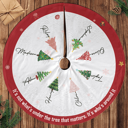 Personalized Joy Around The Tree Christmas Tree Skirt