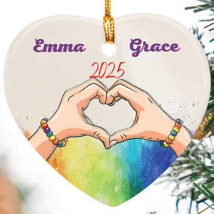 Personalized LGBT Couple Ceramic Acrylic Ornament