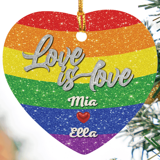 Personalized Love Is Love Ceramic Acrylic Ornament