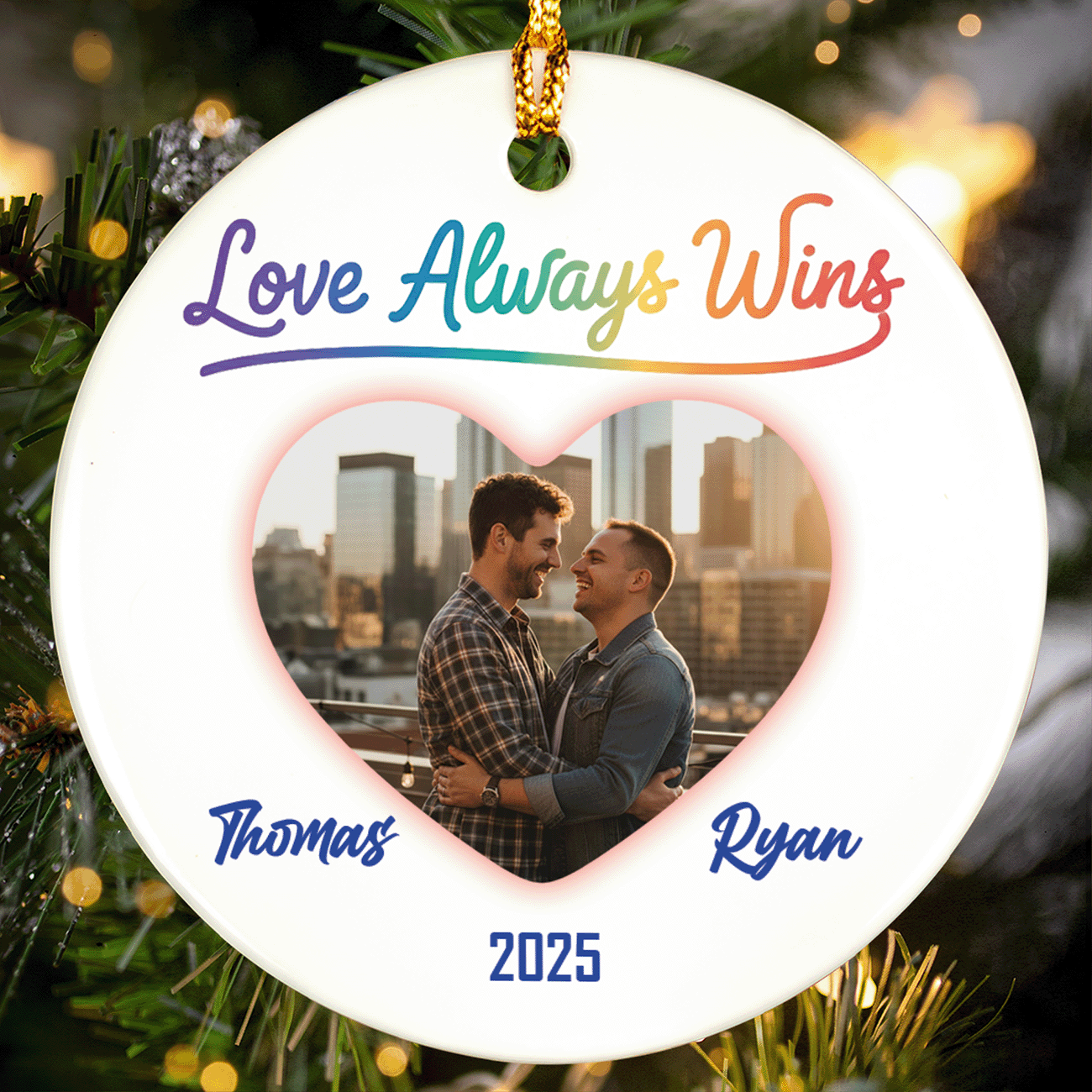 Personalized Love Wins Ceramic Ornament