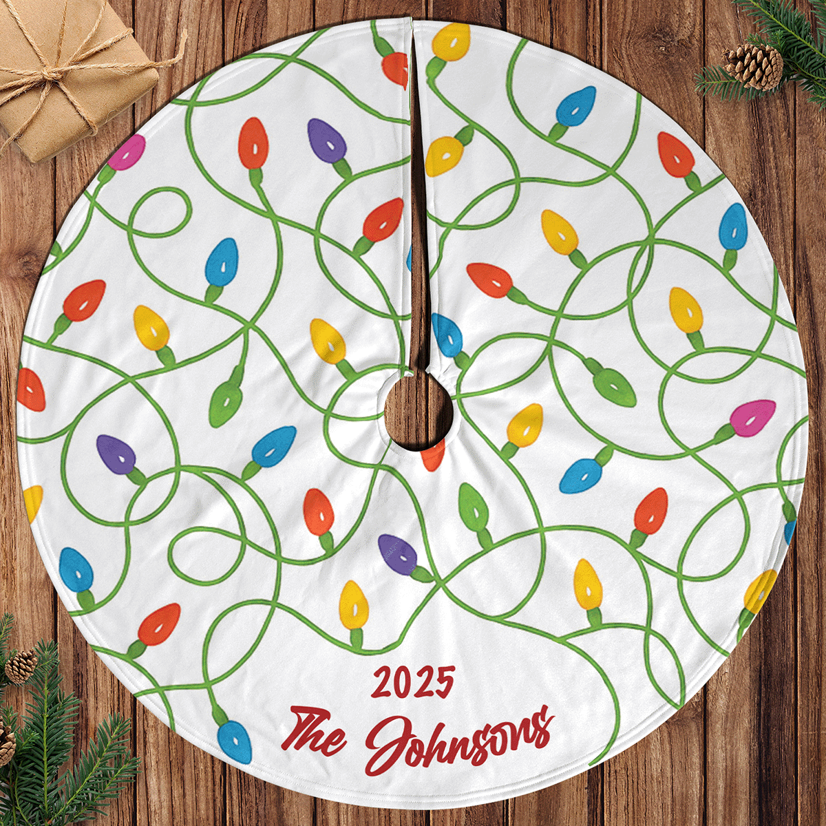 Personalized Twinkle Light Christmas Tree Skirt