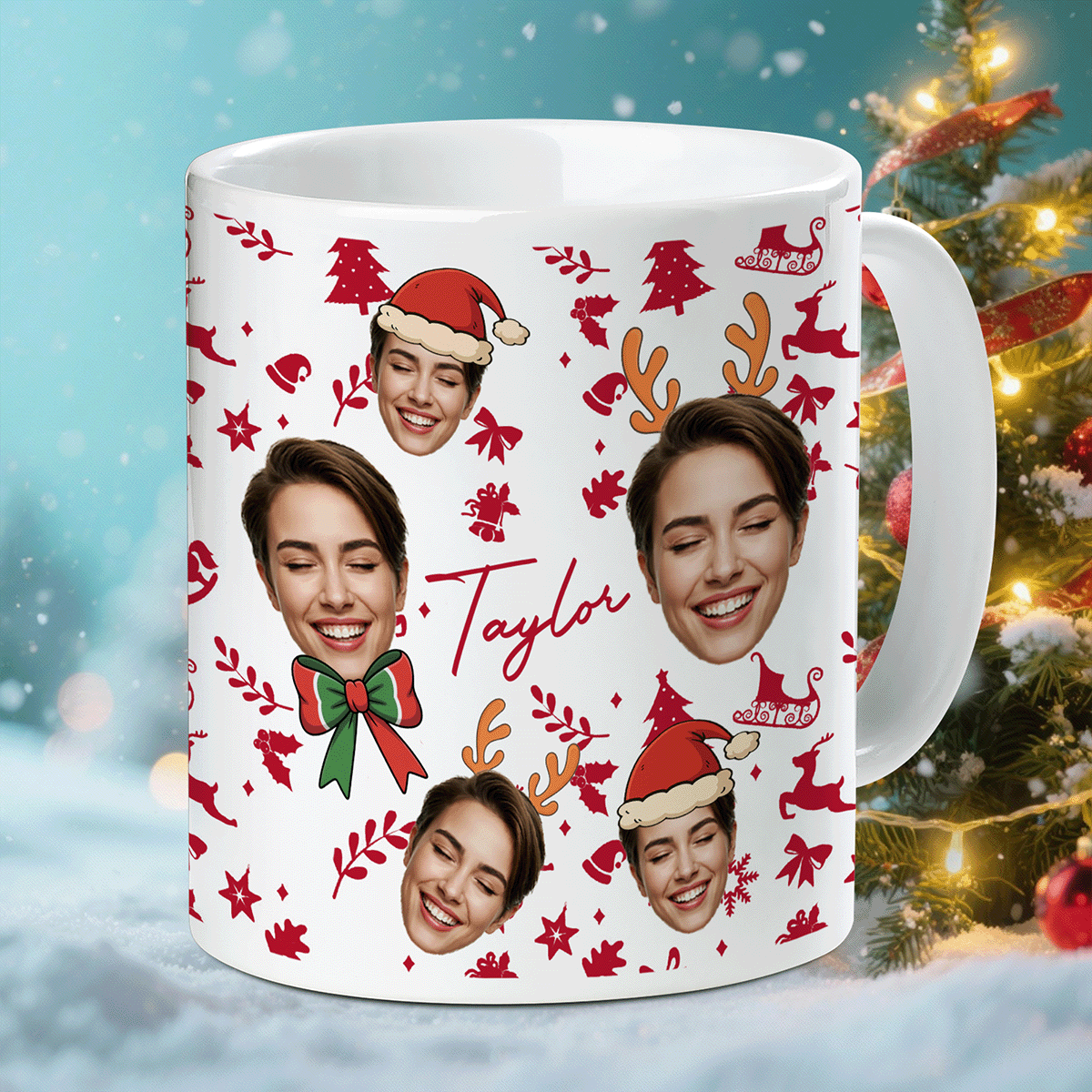 Personalized Your Family Face Christmas Mug