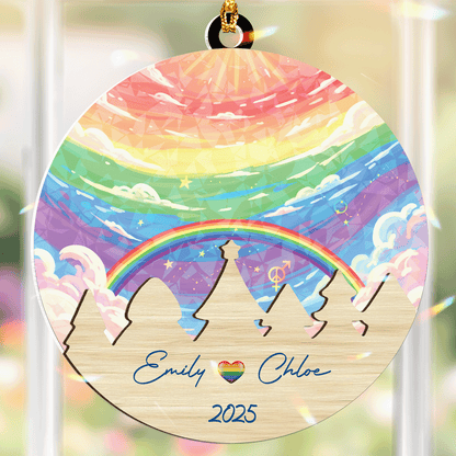Rainbow Ever After Wood And Hologram Ornament
