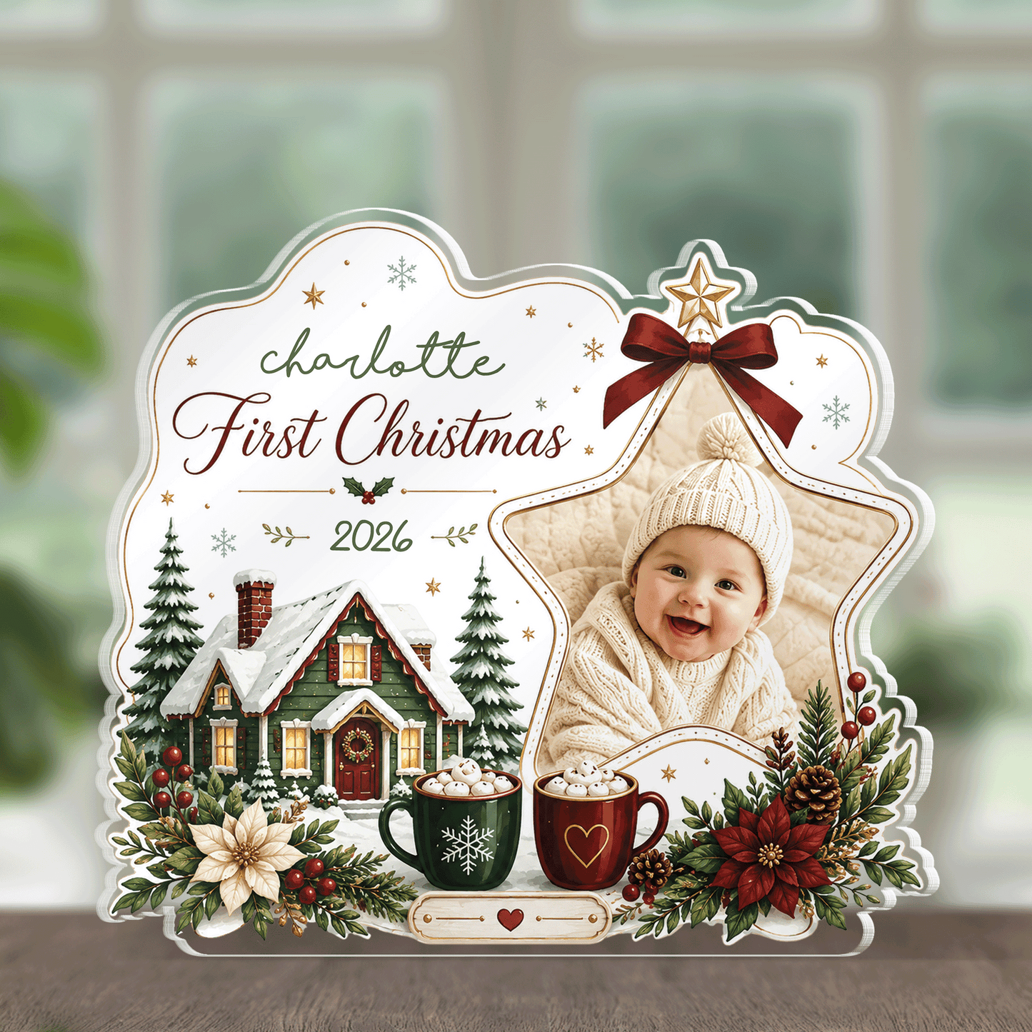 Personalized First Christmas Acrylic Plaque, Custom Name Christmas Keepsake Gift