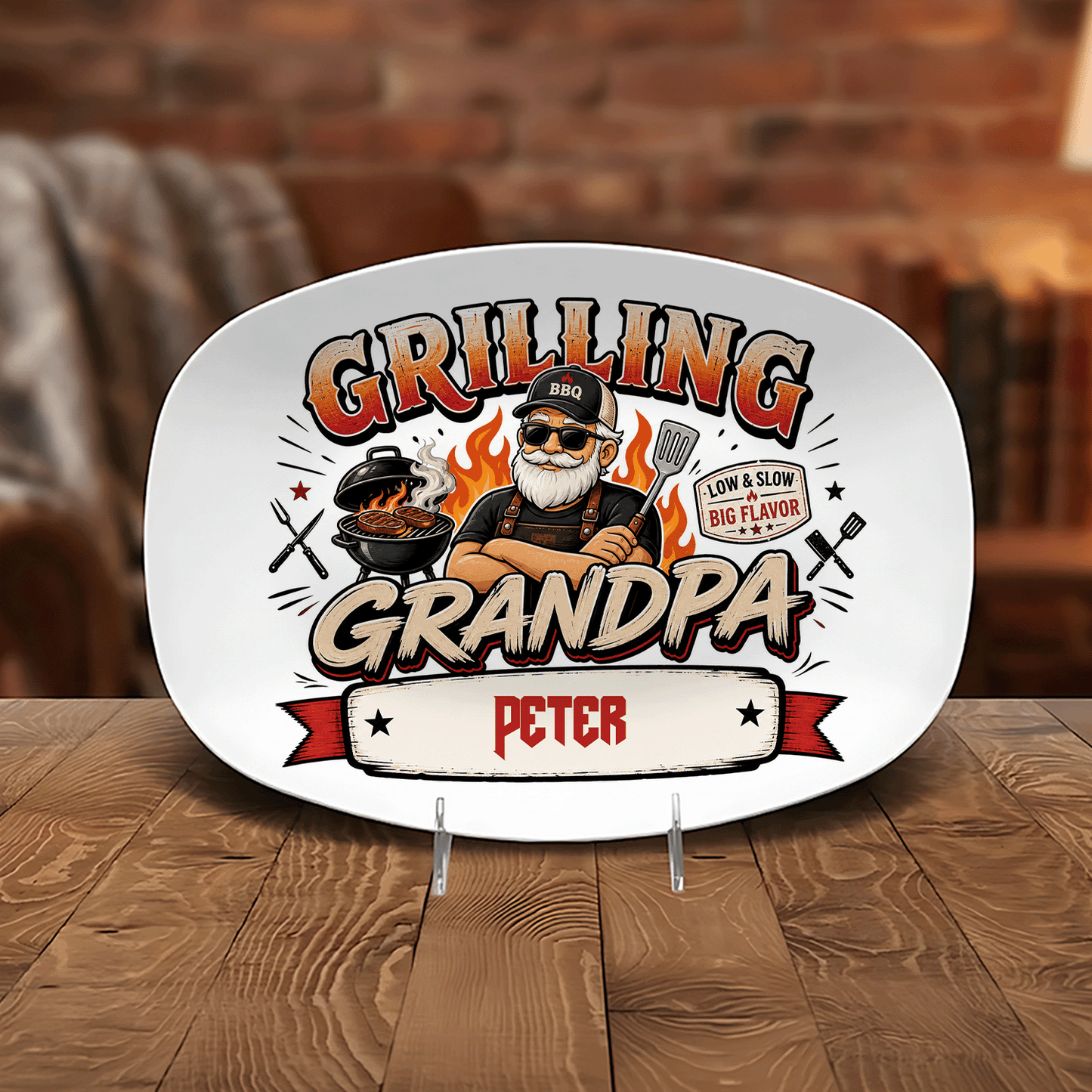 Personalized Grandpa’s BBQ Shack Decorative Plate – Custom Name BBQ Keepsake for Grandpa