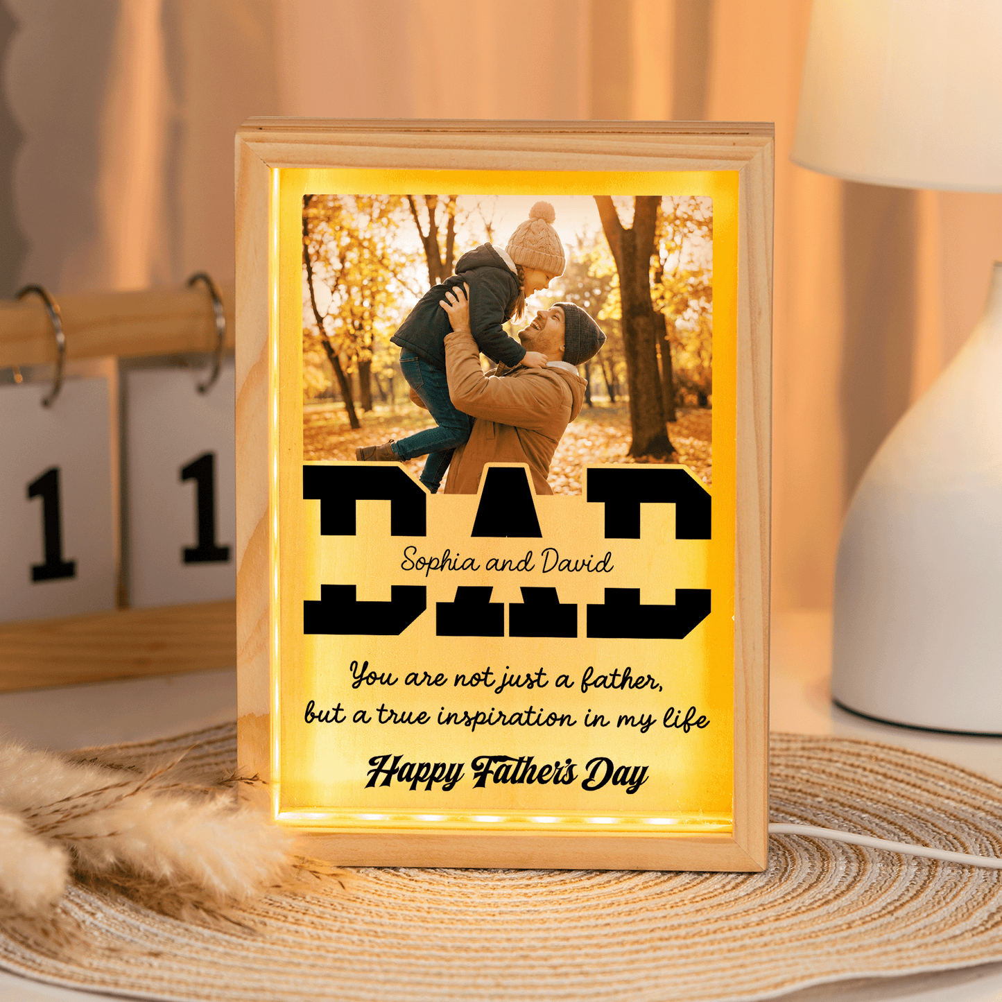Dad You Are Not Just a Father But a True Inspiration in My Life Photo Frame Light Box – Custom Photo LED Gift for Dad