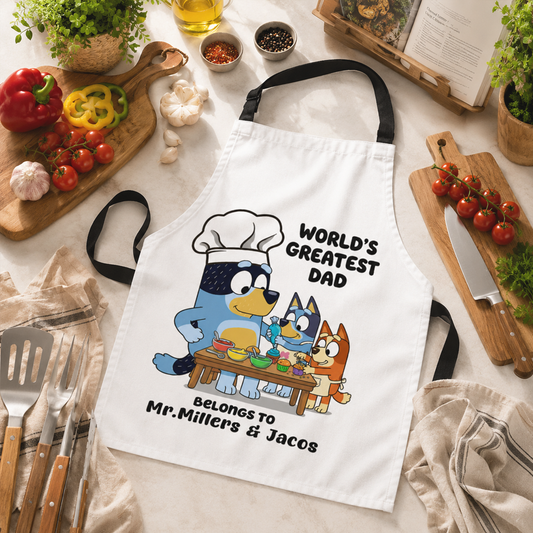 World’s Greatest Dad Apron – Funny BBQ & Cooking Gift for Father’s Day