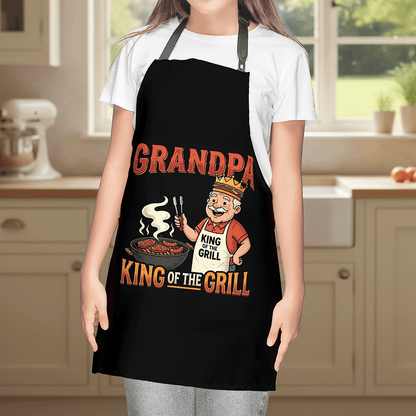 Grandpa King of the Grill Apron – Funny BBQ Grilling Apron Gift for Grandpa