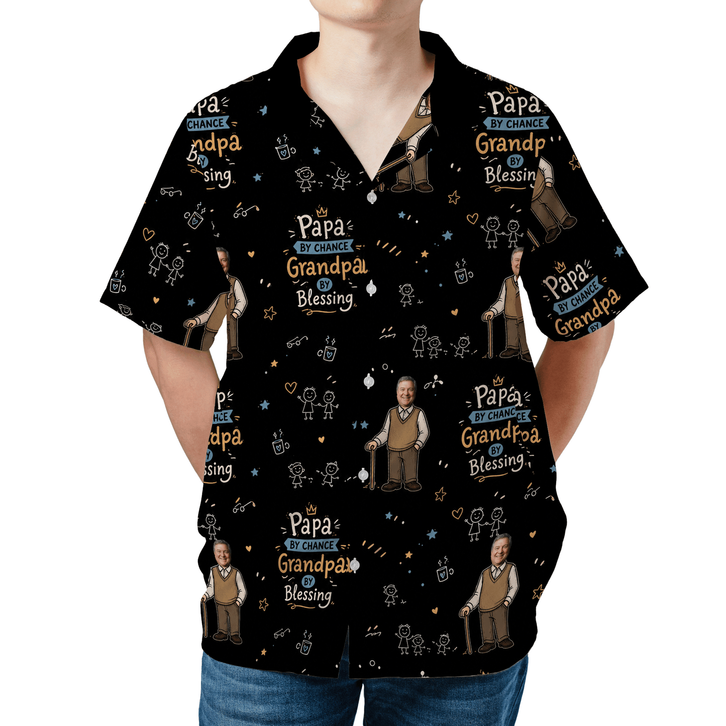 Papa By Chance Grandpa By Blessing Hawaiian Shirt | Personalized Gift for Grandpa