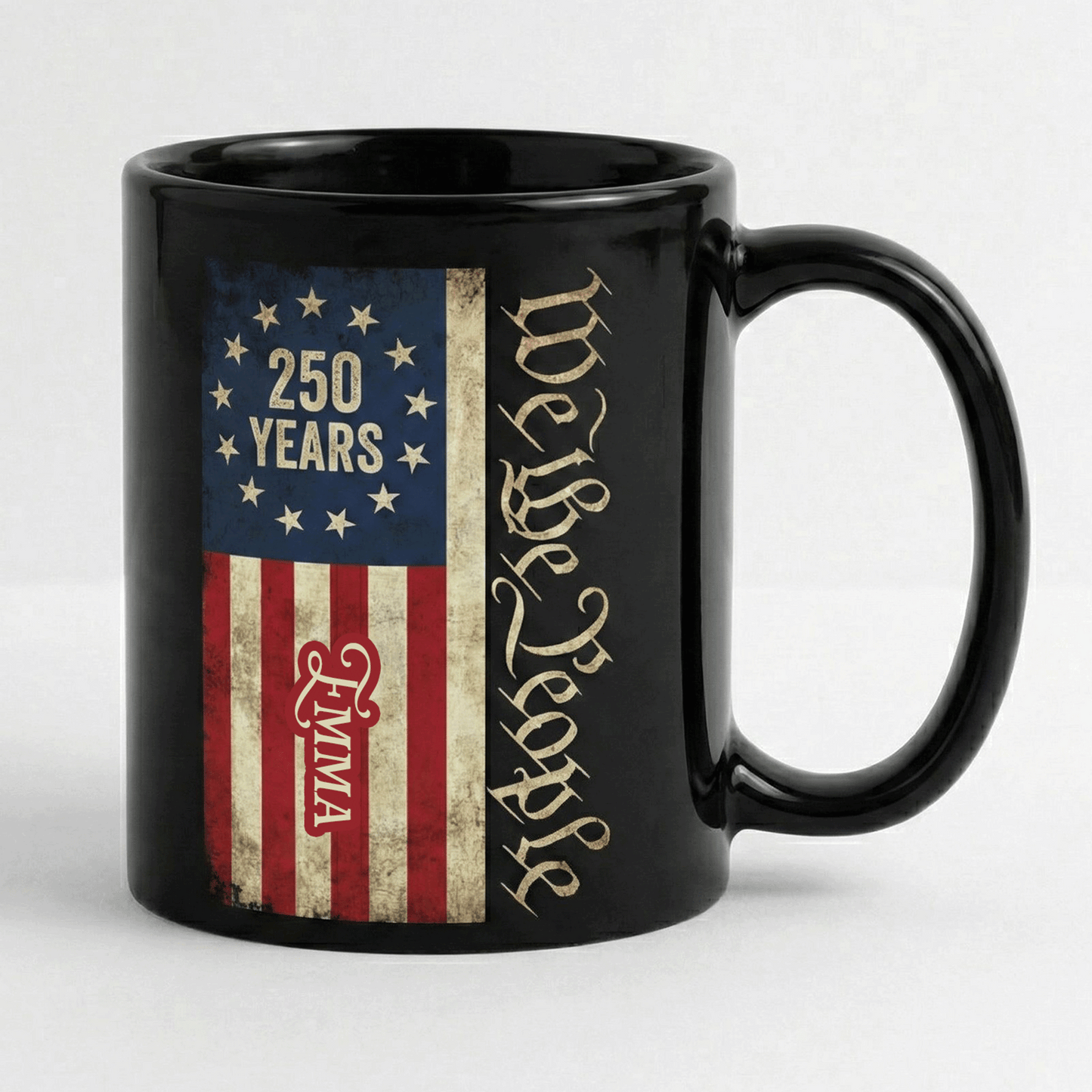 We The People America 250 Personalized Black Mug – Custom Name Patriotic USA Semiquincentennial Mug