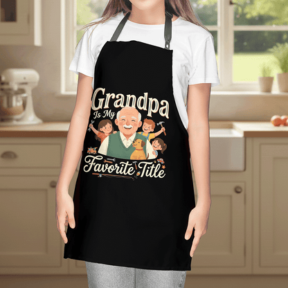 Grandpa Is My Favorite Title Apron – Heartwarming Grandpa BBQ & Cooking Apron Gift