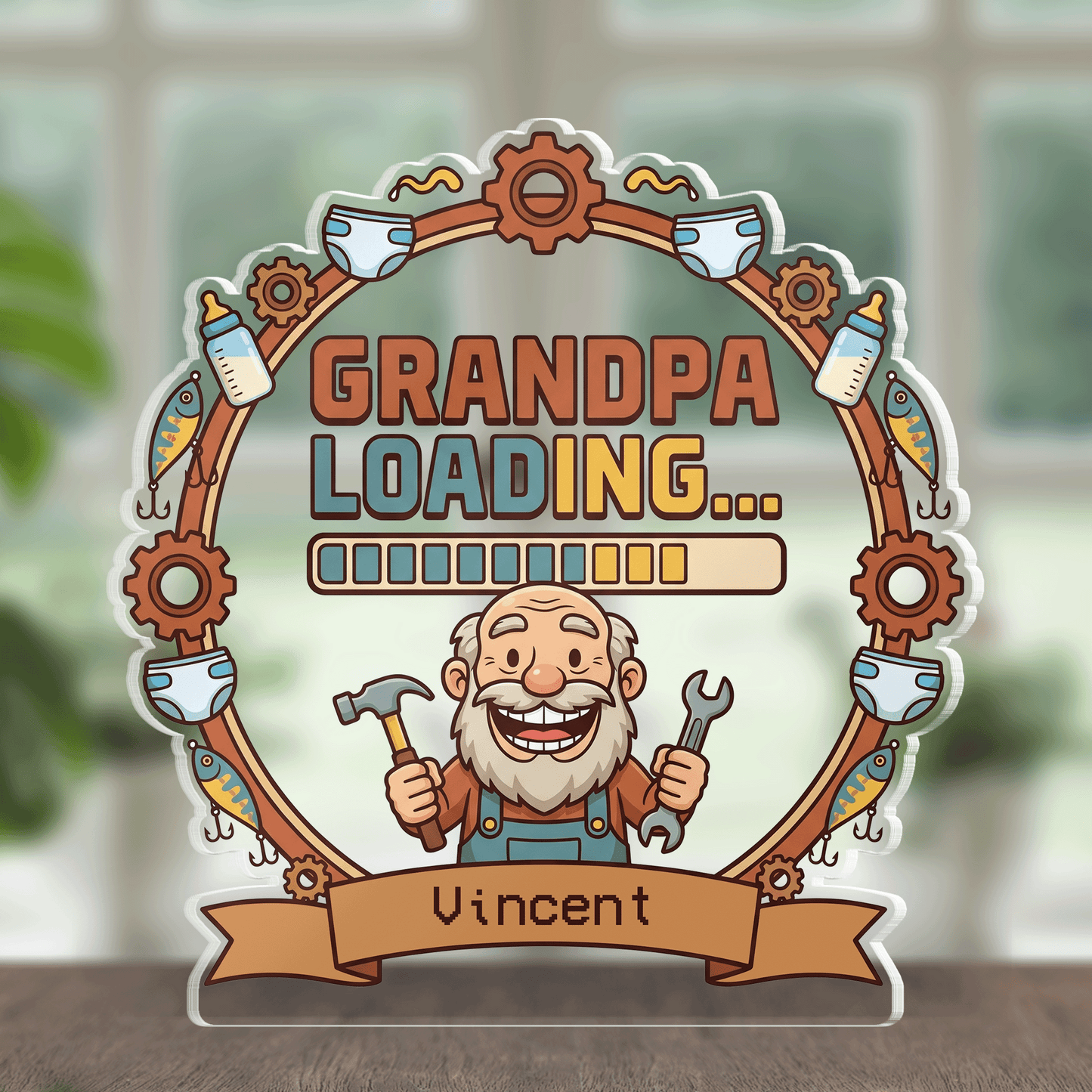 Grandpa Loading Acrylic Plaque – Personalized Name Gift for Grandpa