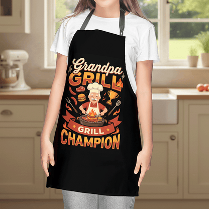 Grandpa Grill Champion Apron – Funny BBQ Grilling Apron Gift for Grandpa