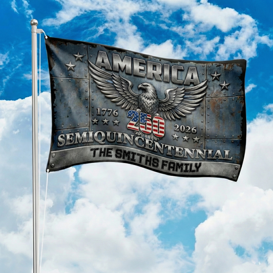 Custom Family Name America Eagle 250th Anniversary Semiquincentennial 1776-2026 Patriotic House Flag