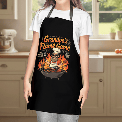 Grandpa Flame Game Apron – Funny BBQ Grilling Apron Gift for Grandpa