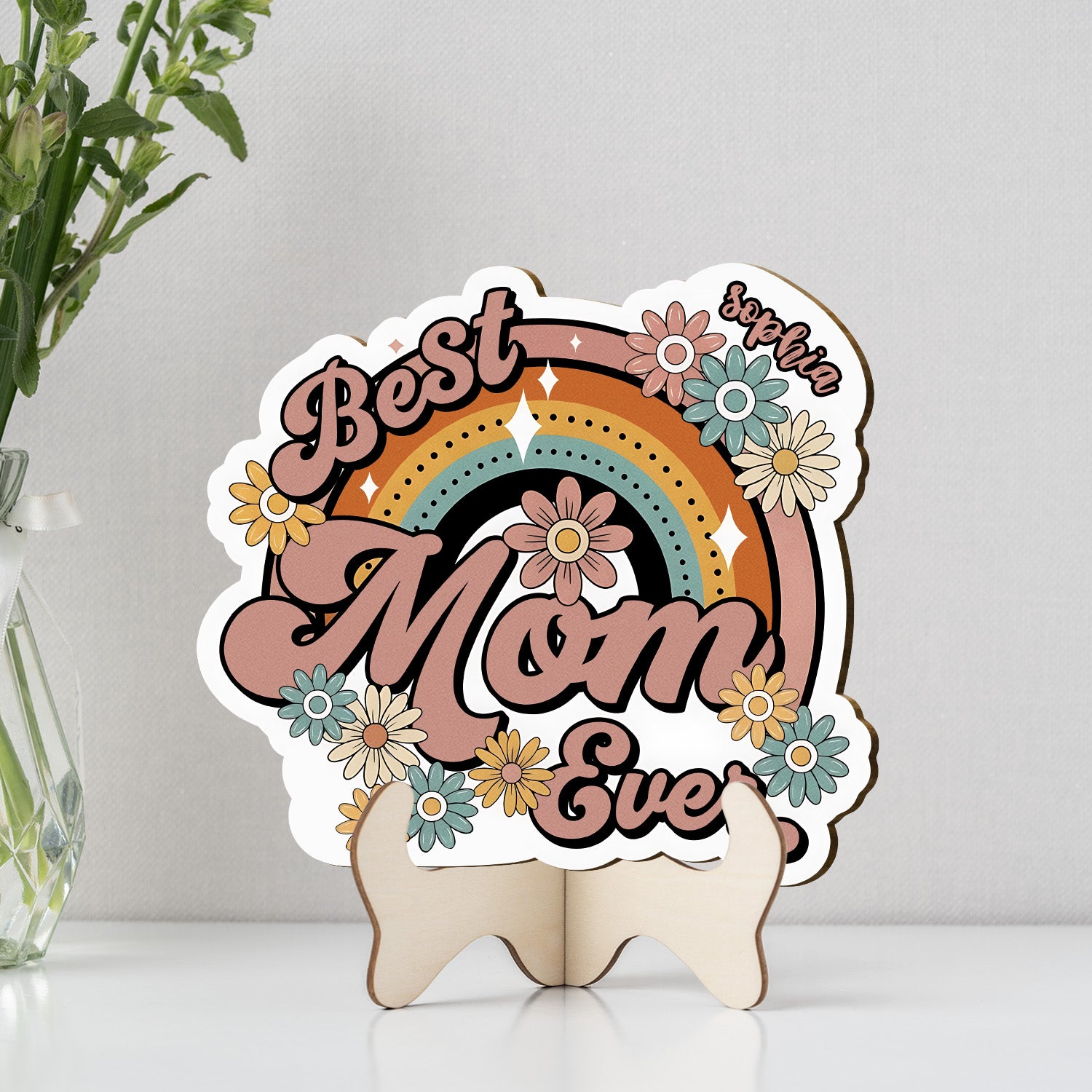 Personalized Layered Wood Block Sign – Custom Family Keepsake Decor for Mom
