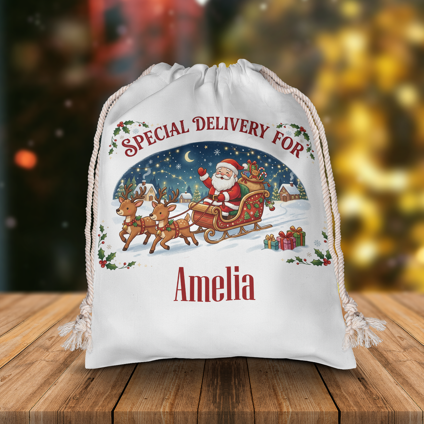 Personalized Special Delivery for Christmas Sack, Custom Name Santa Gift Bag