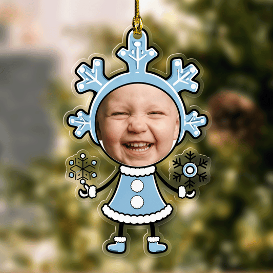 Personalized Snowflake Baby Face Acrylic Christmas Ornament