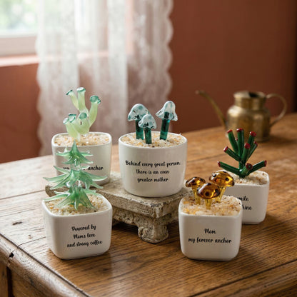 Personalized Mushroom Glass Pot – Ocean Floral Planter Gift
