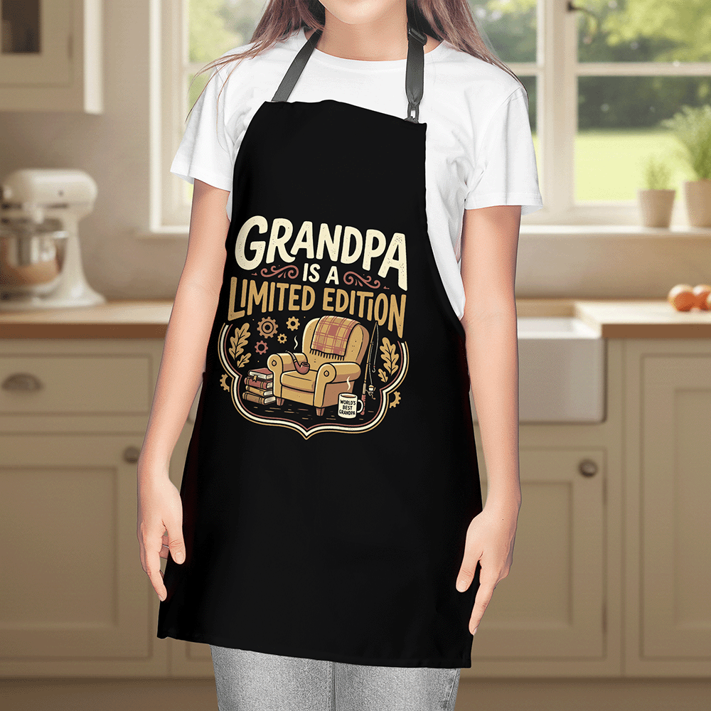 Grandpa Is a Limited Edition Apron – Funny Grandpa BBQ & Cooking Apron Gift
