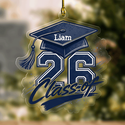 Personalized Class of 2026 Blue Graduation Acrylic Ornament – Graduation Keepsake