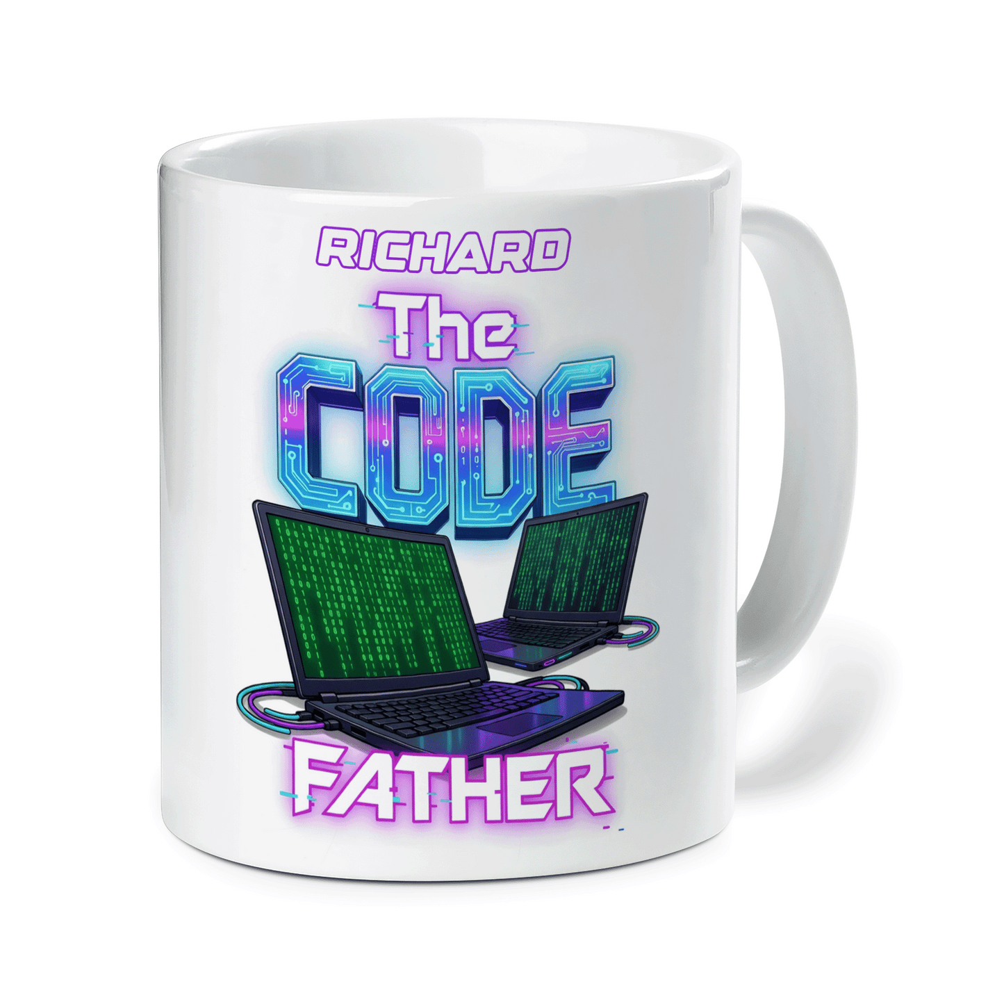 Custom Name The Code Father Ceramic Mug – Personalized Programmer Dad Gift