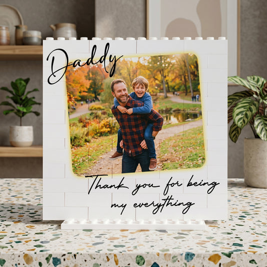 Daddy & Me Puzzle Block – Personalized Photo Pen Holder for Dad | Father’s Day Gift & Custom Desk Keepsake