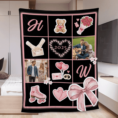 Wrapped in Our Love – Cozy Memory Gift for Couples – Personalized Photo & Names Blanket