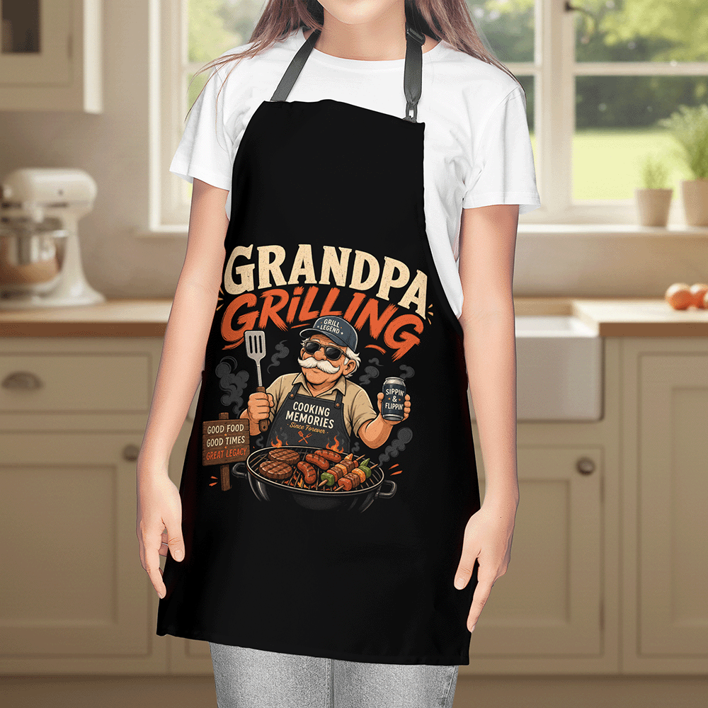 Grandpa Grilling Apron – Funny BBQ Apron Gift for Grandpa