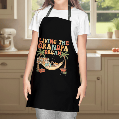 Living the Grandpa Dream Apron – Funny Grandpa BBQ & Cooking Apron Gift