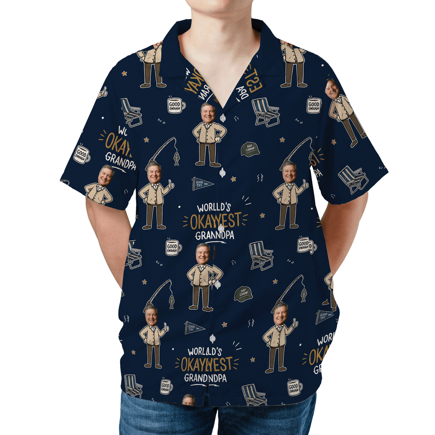 World's Okayest Grandpa Hawaiian Shirt – Personalized Tropical Gift for Grandpa