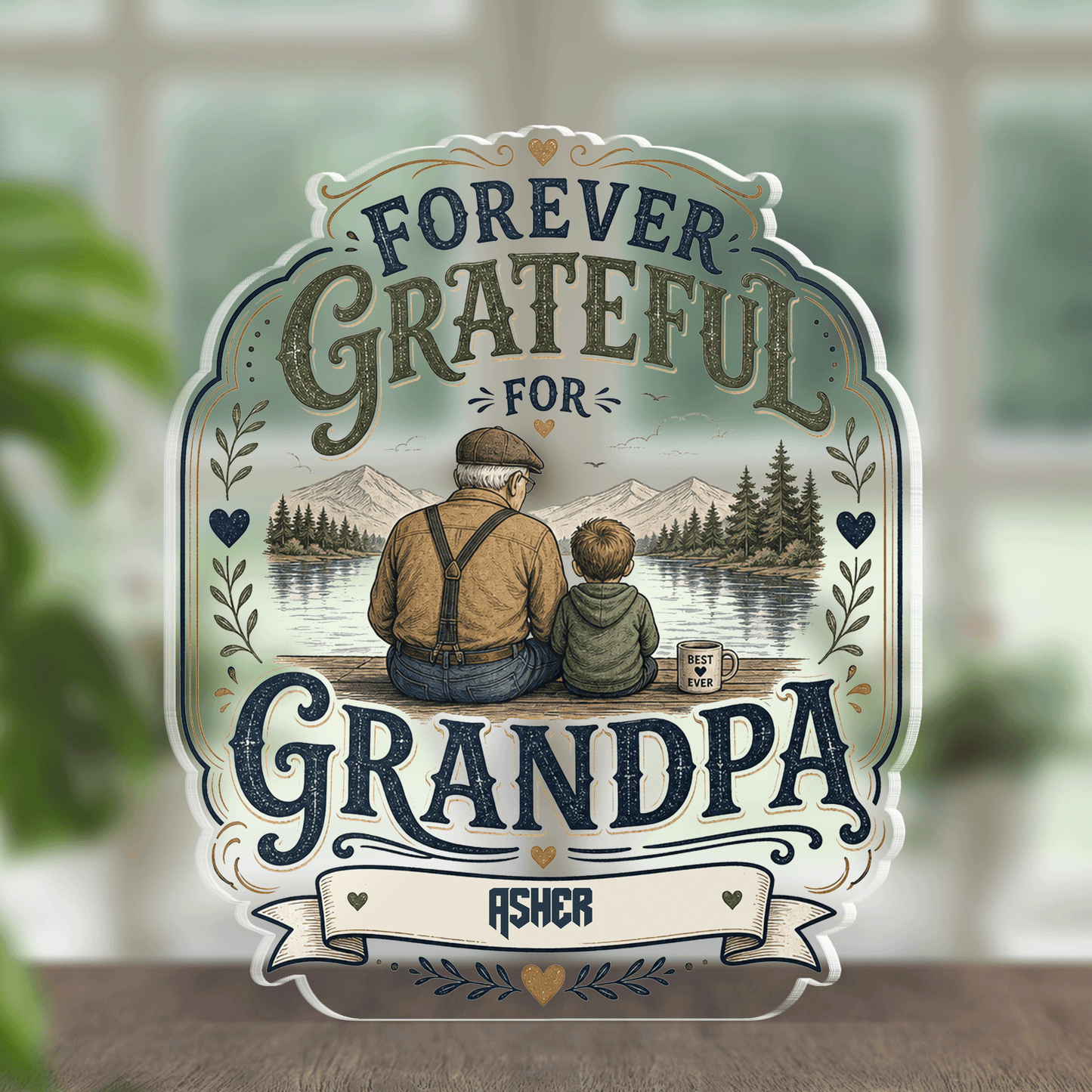Personalized Forever Grateful Grandpa Acrylic Plaque - Custom Photo Gift