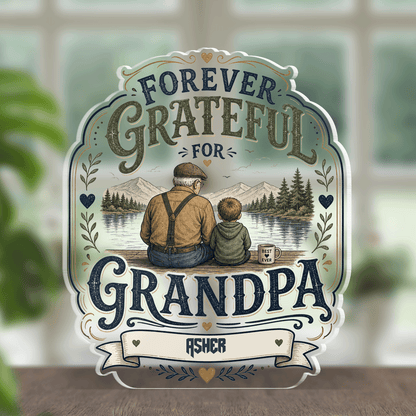 Personalized Forever Grateful Grandpa Acrylic Plaque - Custom Photo Gift