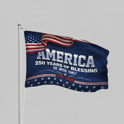 Personalized 250 Years of Blessing 1776-2026 God America Patriotic House Flag