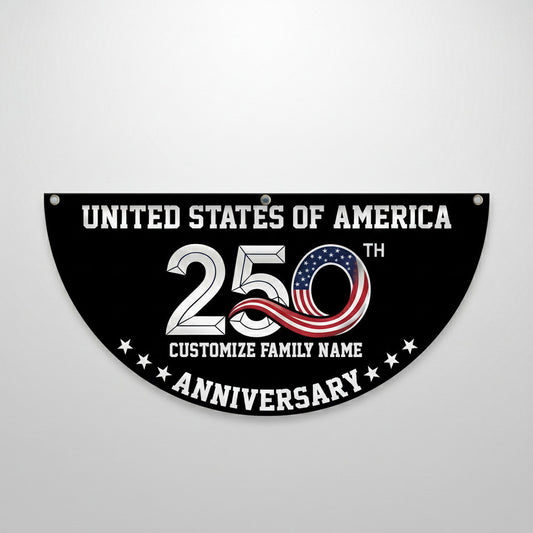 Patriotic 250th Anniversary 1776 2026 United States of America Non-Pleated Fan Flag Black
