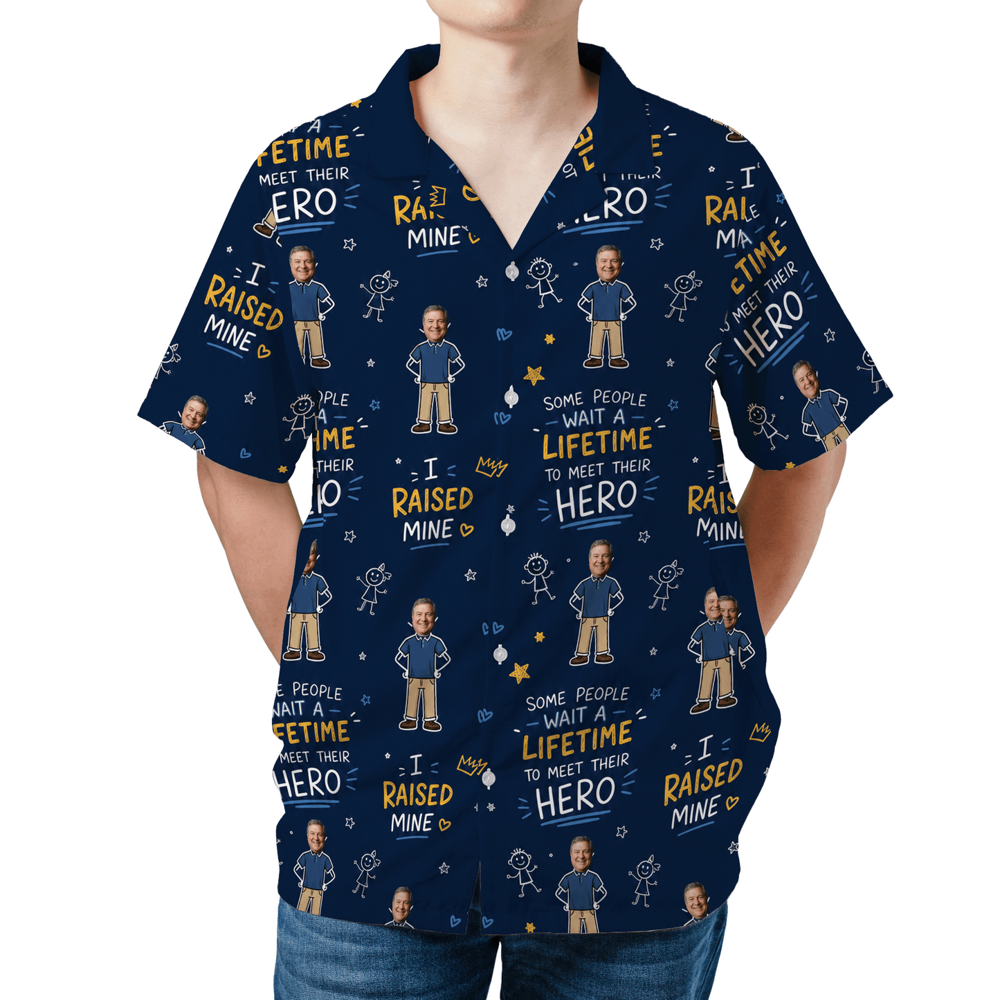 I Raised Mine Custom Photo Hawaiian Shirt – Personalized Father's Day Gift for Grandpa | Tropical Fishing & Family Vacation Shirt