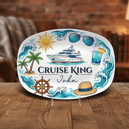 Personalized Cruise King Dad Decorative Plate – Custom Name Cruise Keepsake