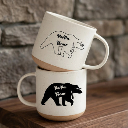 Papa Bear Clay Mug – Father’s Day Gift for Dad, Cute Family Coffee Mug