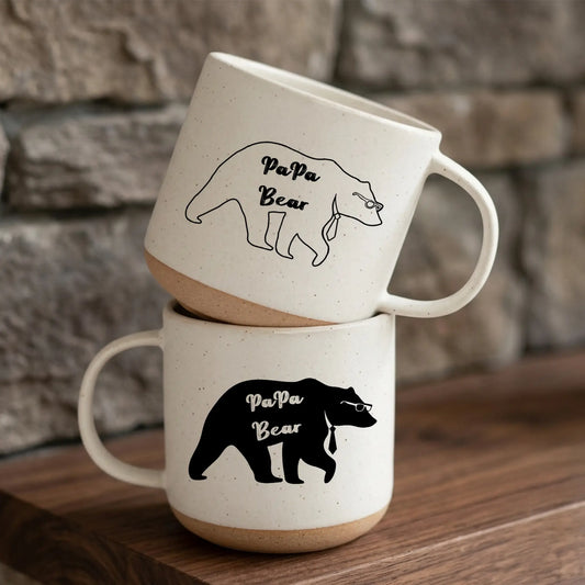 Papa Bear Clay Mug – Father’s Day Gift for Dad, Cute Family Coffee Mug