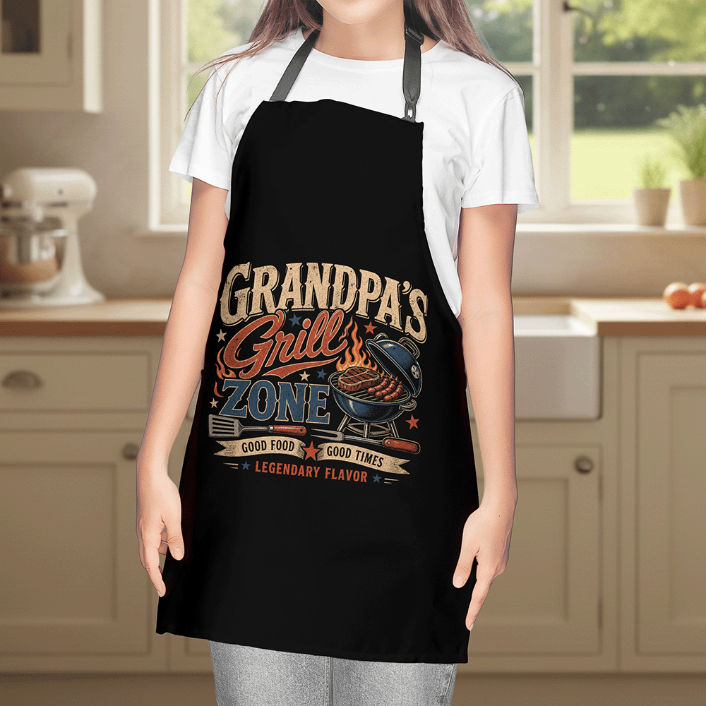 Grandpa's Grill Zone Apron – Funny BBQ Grilling Apron Gift for Grandpa